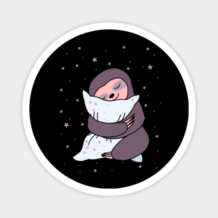 Sweet Sleepy Sloth and little pink stars Magnet